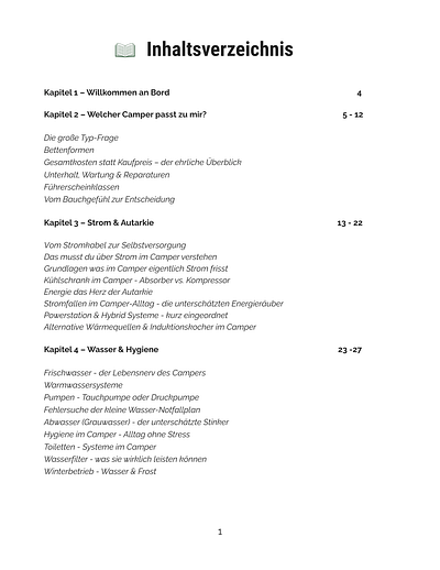 Der CampER-Kompass Inhaltsverzeichnis